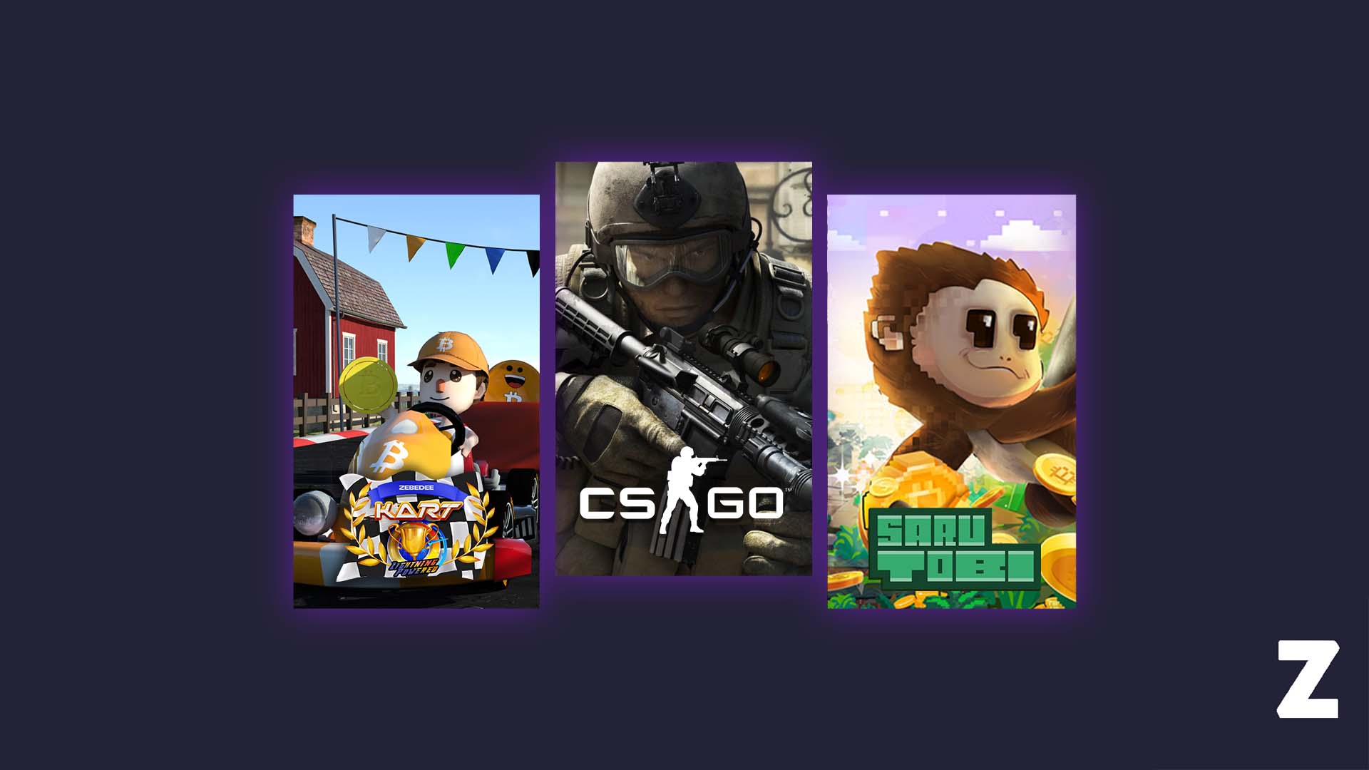 Play ZEBEDEE Kart, CS:GO or SaruTobi and earn free Bitcoin