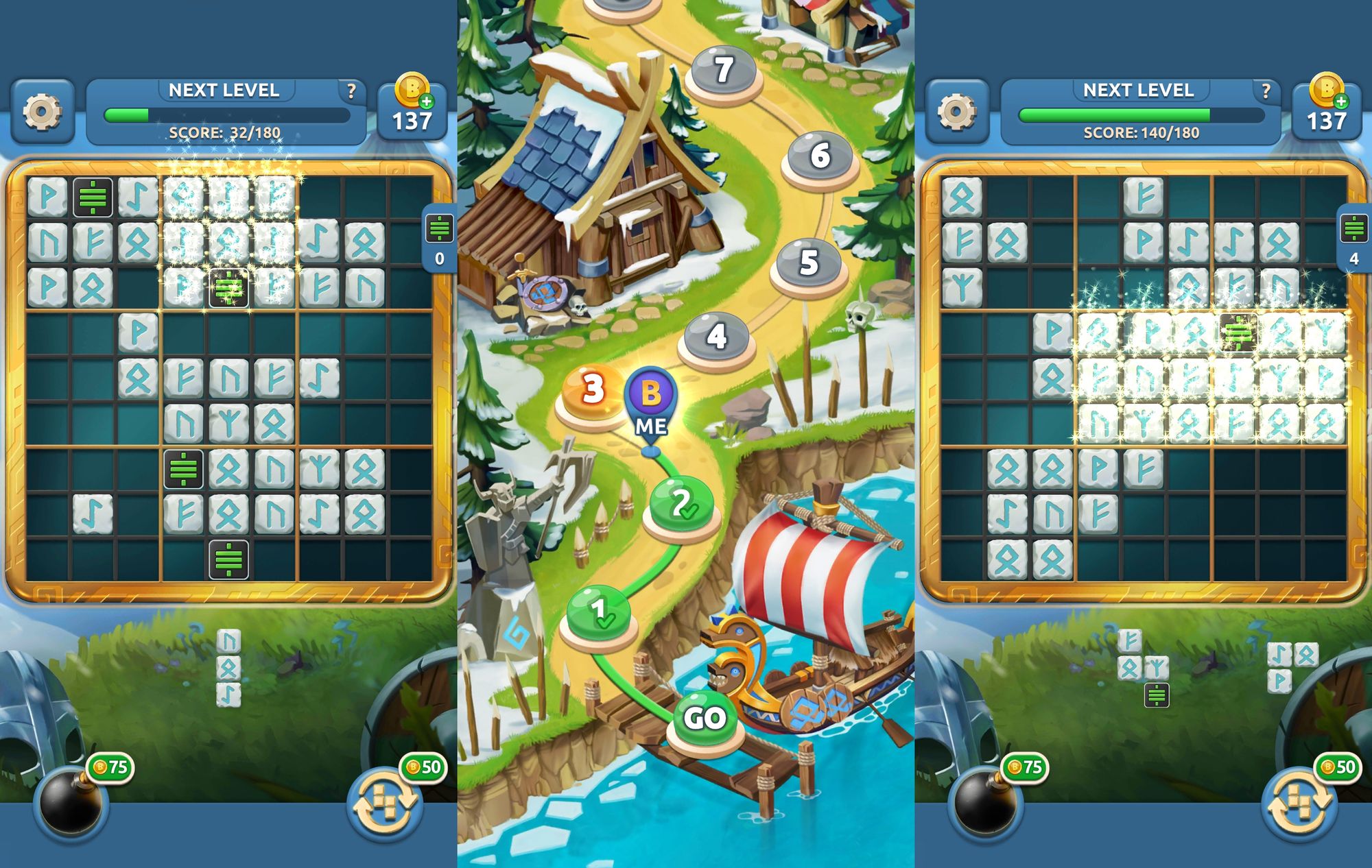 Braindoku gameplay and Viking Saga.