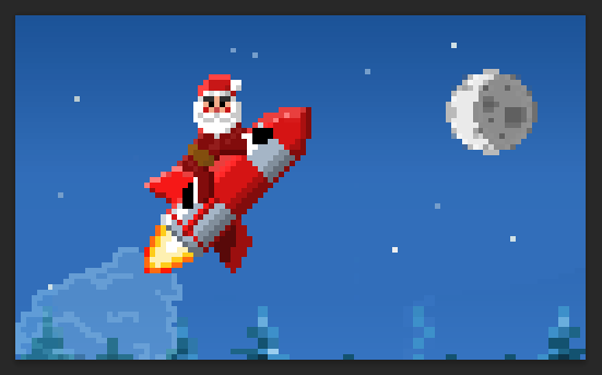 Bitcoin Miner – Santa flies to the Moon in Santa's Moonshot.