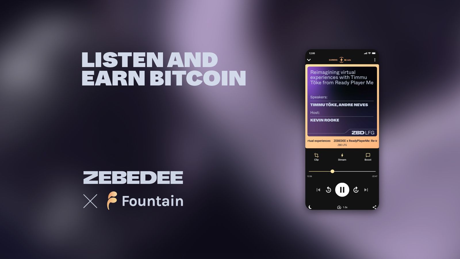 Listen and earn on Fountain with ZEBEDEE.